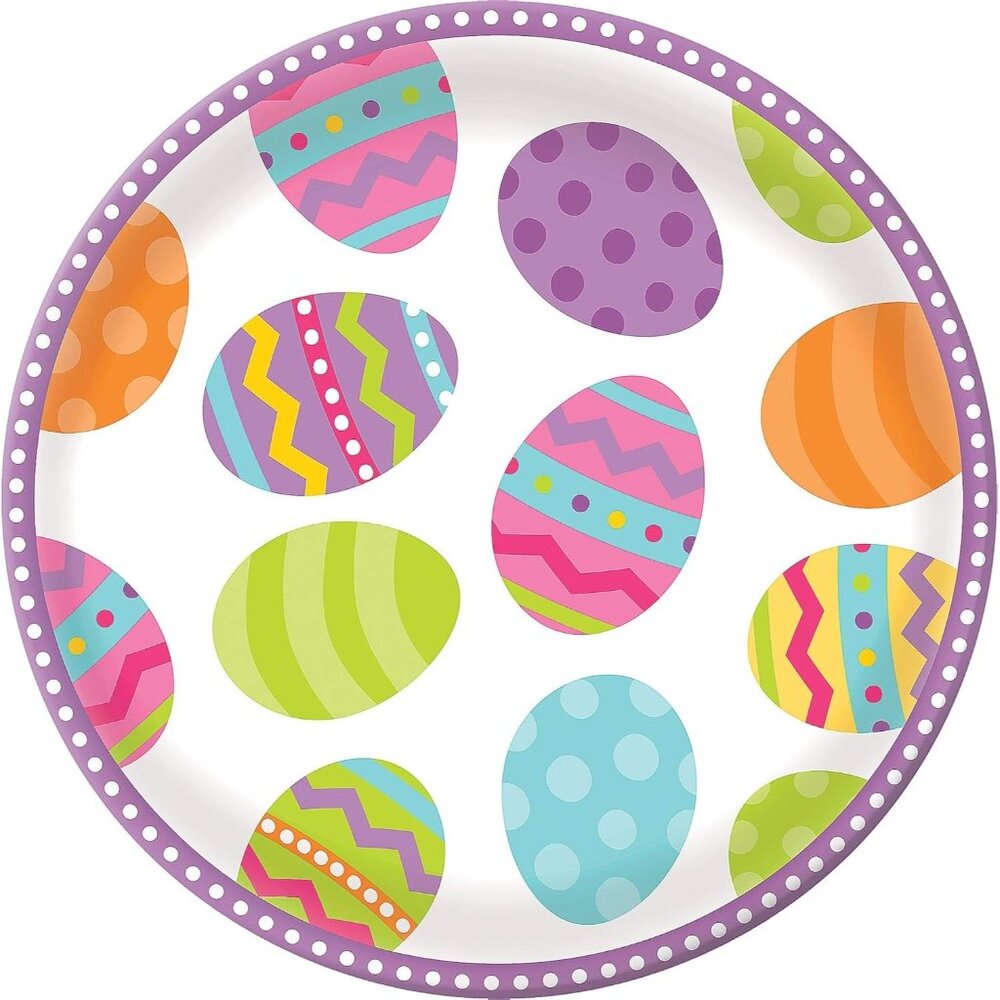 Amscan Easter-Themed Platter With Colorful Egg Design - 13-1/2"